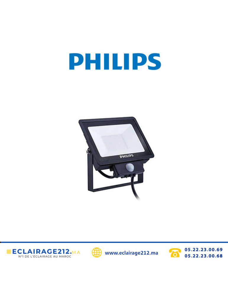 Projecteur LED avec détecteur PHILIPS 50W BVP150 LED42/CW 6500°K Casablanca Maroc