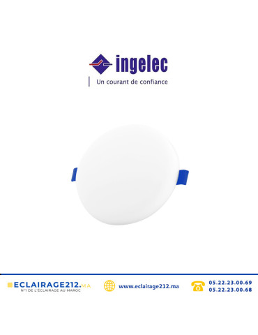 Panel LED Ingelec rond encastré réglable 18W 6500°K PLADER18B Casablanca Maroc