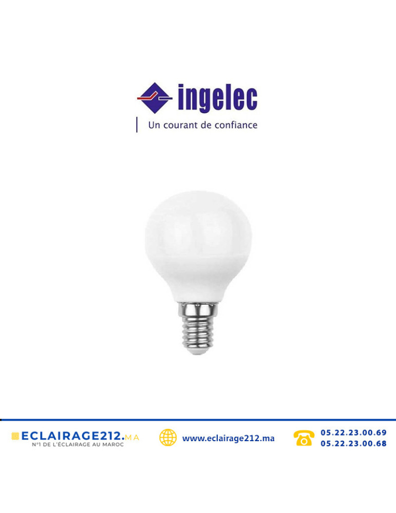 Ampoule LED sphérique INGELEC E14 6W 3000°K LEDG06E14J Casablanca Maroc
