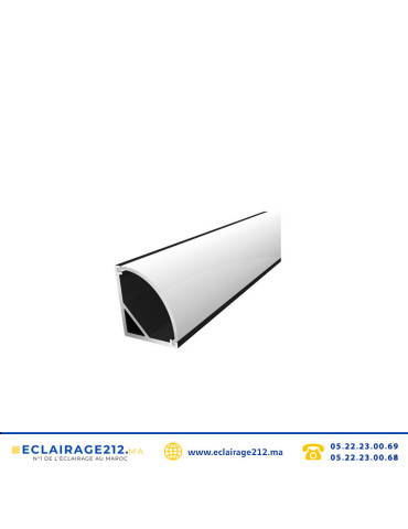 Profilé LED apparen tangle aluminium 15.5x15.5mm noir couvercle blanc 3M Casablanca Maroc
