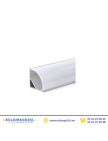 Profilé LED apparent angle aluminium 15.5x15.5 mm gris couvercle blanc 3M  Casablanca Maroc