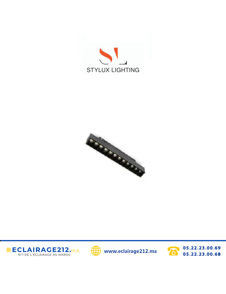 Projecteur 12W 3000°K laser rail magnétique Stylux lighting Casablanca Maroc