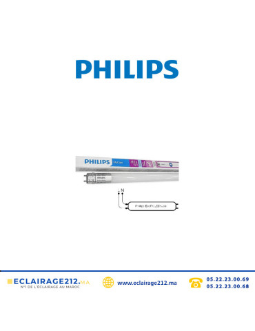 Tube LED T8 Philips Ecofit 20w 150cm 4000°K Casablanca Maroc