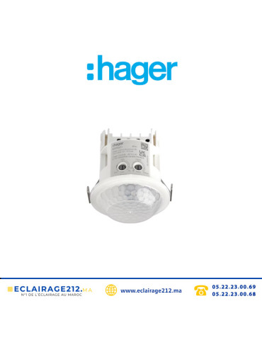 Détecteur de Hager présence & mouvement encastré 10m 360° EER501 Casablanca Maroc