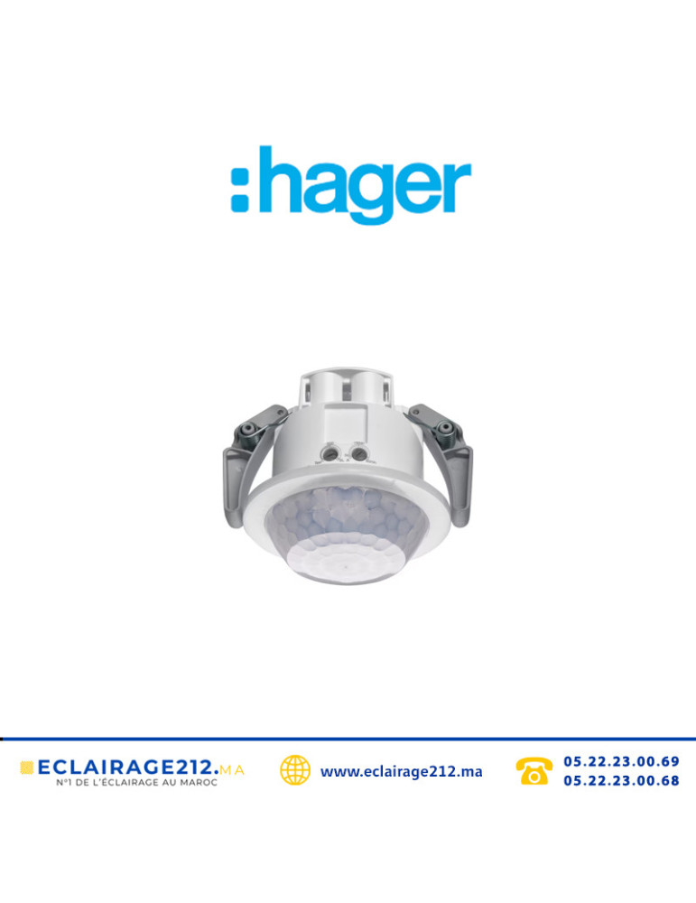 Détecteur de Hager présence & mouvement encastré couloir 5x30m EER505 Casablanca Maroc