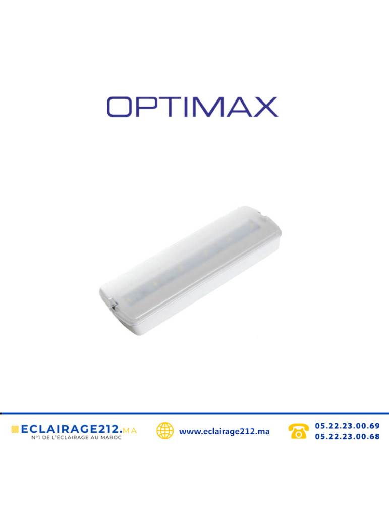 BAES Bloc de secours optimax 150LM 3H IP20 compatible télécommande Casablanca Maroc