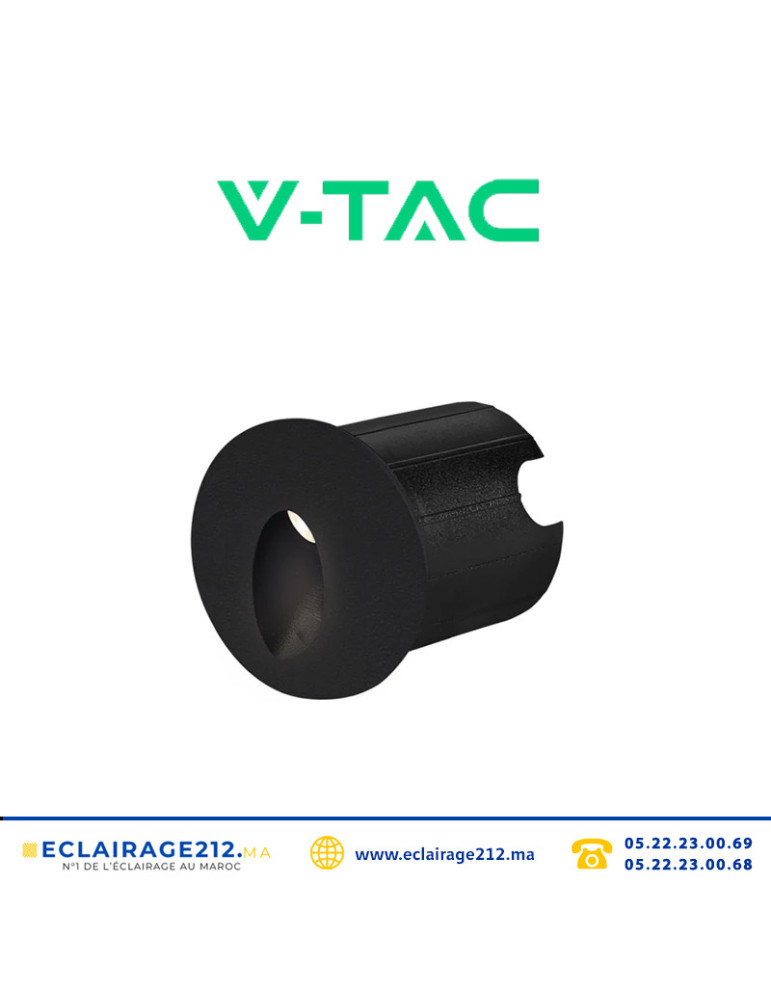 Balisage V-TAC rond 2W 4.8x6.15cm 3000°K noir SKU97402 Casablanca Maroc