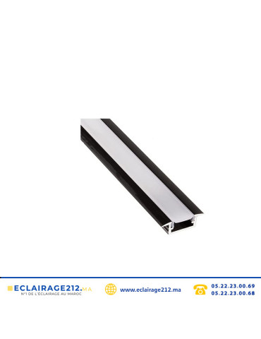 Profilé LED encastré 17x7mm aluminium noir couvercle blanc 3M Casablanca Maroc