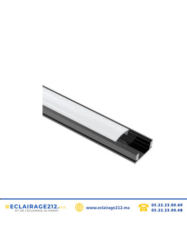 Profilé LED apparent aluminium 17x7mm noir couvercle blanc 3M Casablanca Maroc