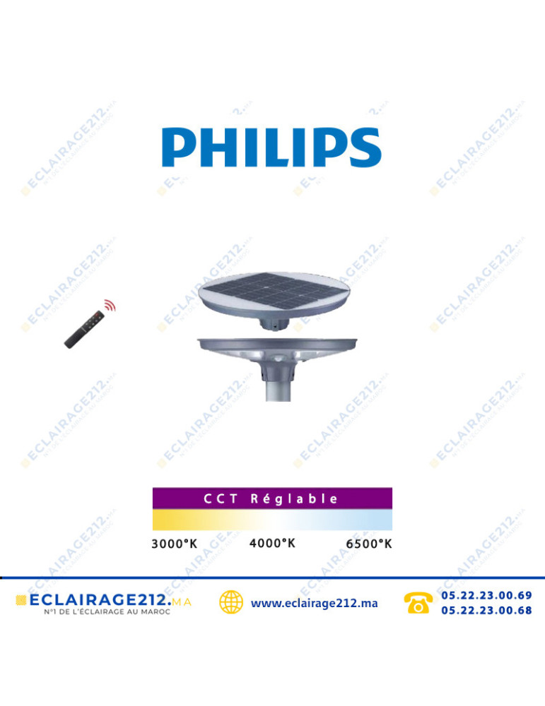 Lanterne LED solaire PHILIPS 500W BC010 CCT Casablanca Maroc
