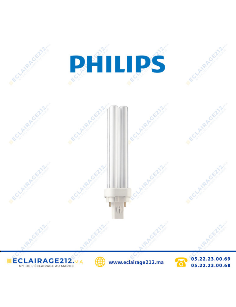 Lampe fluorescente PHILIPS PL-C 18W 2PIN 2700°K Casablanca Maroc