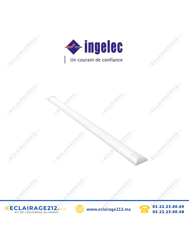 Réglette Plate Ingelec LED intégré 36W 6500°K 120cm Casablanca Maroc