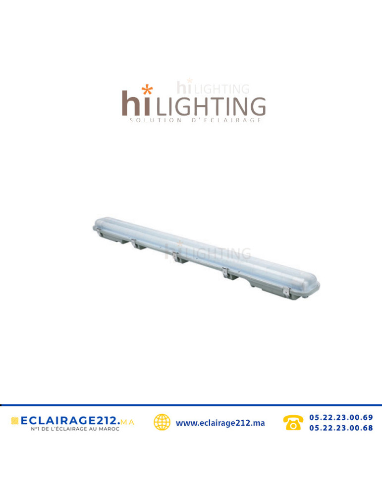 Réglette étanche hilighting 2x120CM (VIDE) HIL81212 Casablanca Maroc