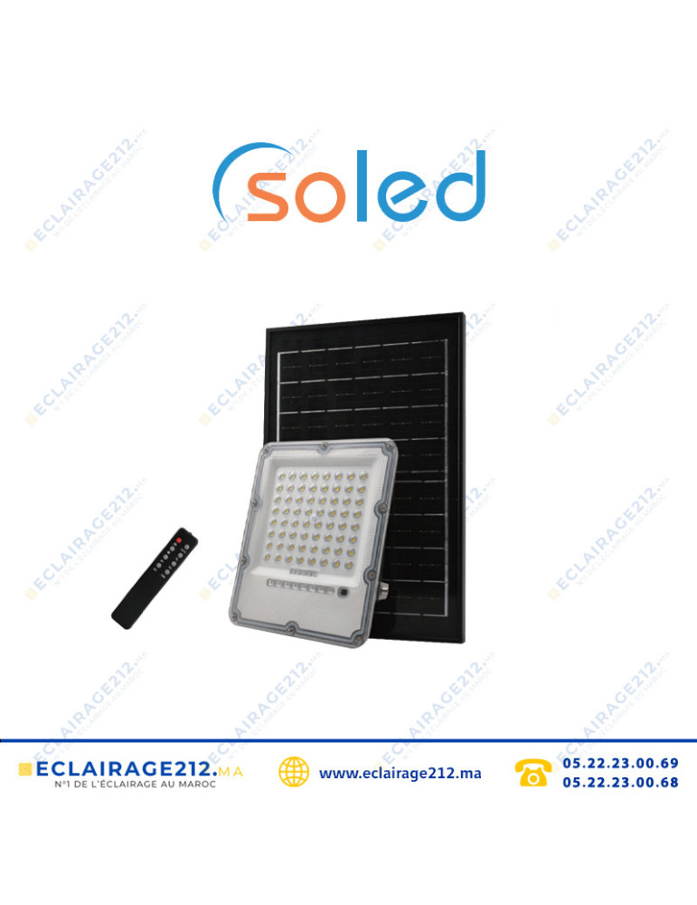 Projecteur LED solaire Soled 200W 6500°K Casablanca Maroc