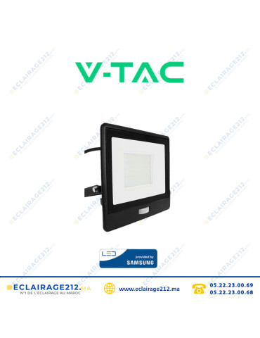 Projecteur LED avec détecteur V-TAC 50W 6500°K IP65 SKU20291 (LED Samsung) Casablanca Maroc