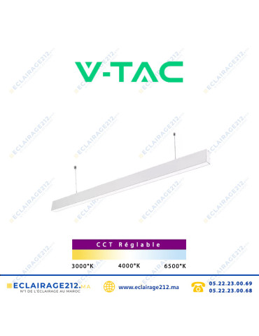 Suspension LED V-TAC blanc 120cm 40W CCT SKU97460 Casablanca Maroc