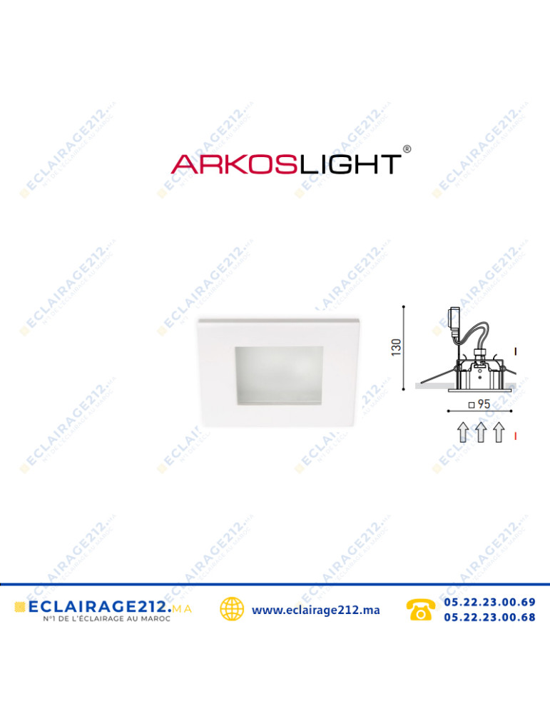 Balisage Arkoslight carré 50W IP44 GZ10 Casablanca Maroc